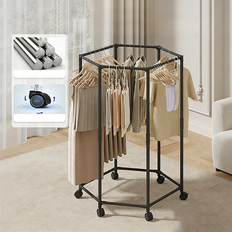 Coat Rack Standing - Hexagon Rotating Floor Clothes Rack Dormitory