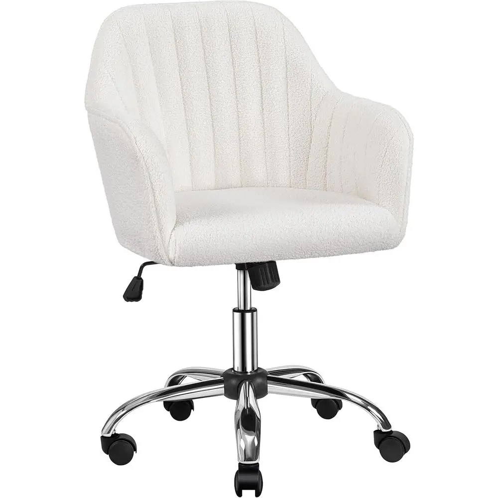 

Ergonomic Swivel Office Chair with Adjustable Height, Rolling Wheels, and Comfortable Back Support for Home or Office in Ivory