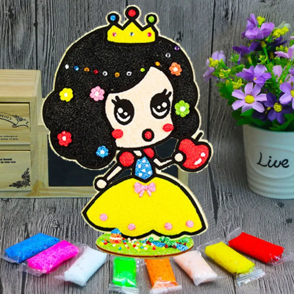 DIY Snowflake Mud Painting Three-dimensional with Wood Board Coloring Painting Sticky Paintings