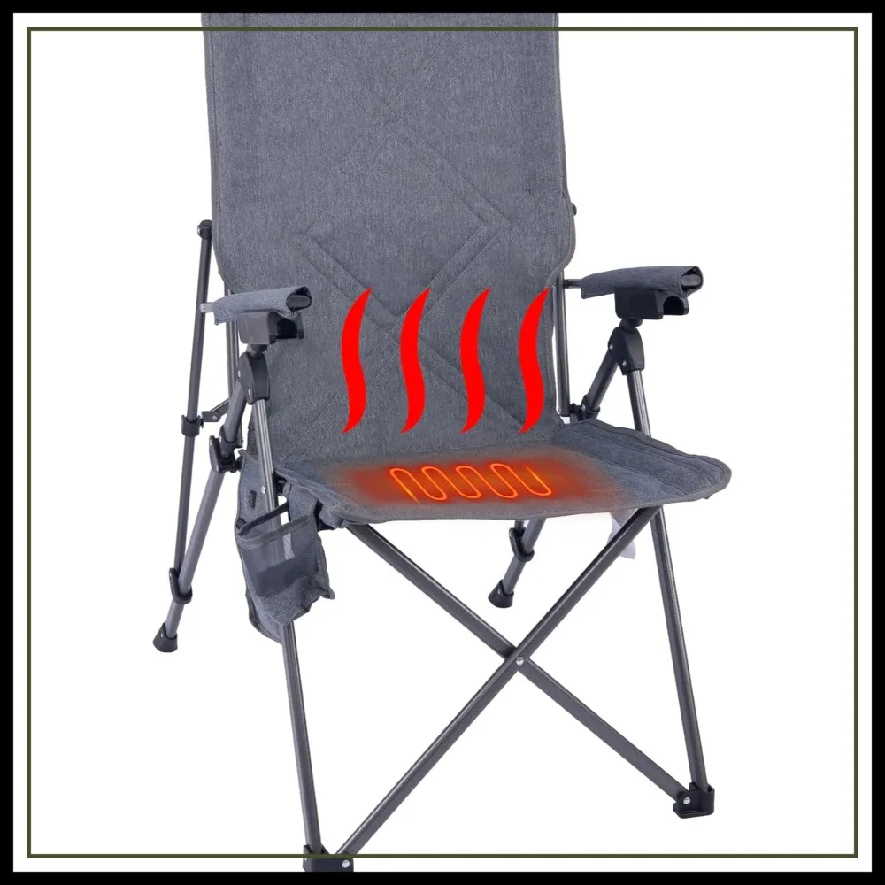

Heavy Duty Folding Camping Chair 300LBS with Cup Holder, Adjustable 3 Position Reclining for Outdoor Patio Lawn
