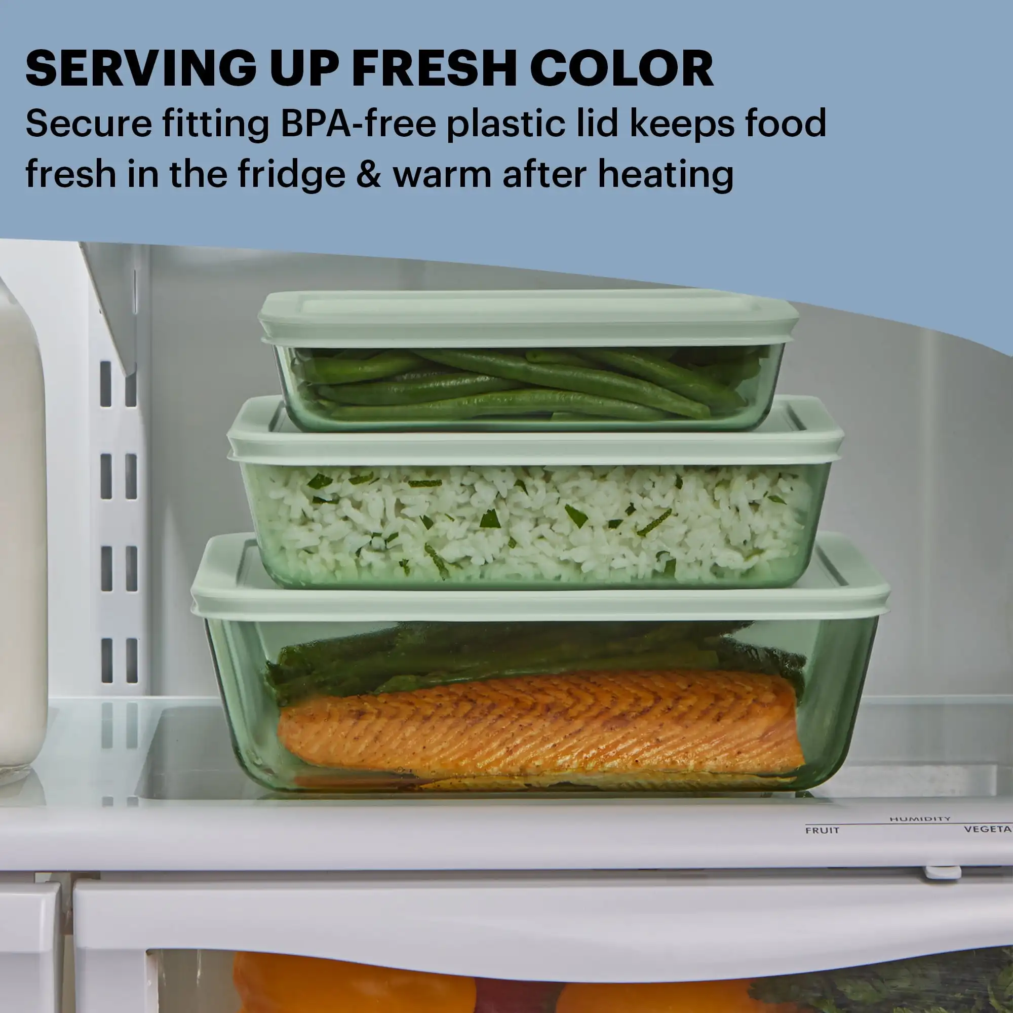 着色された6ピース長方形ガラス収納セット