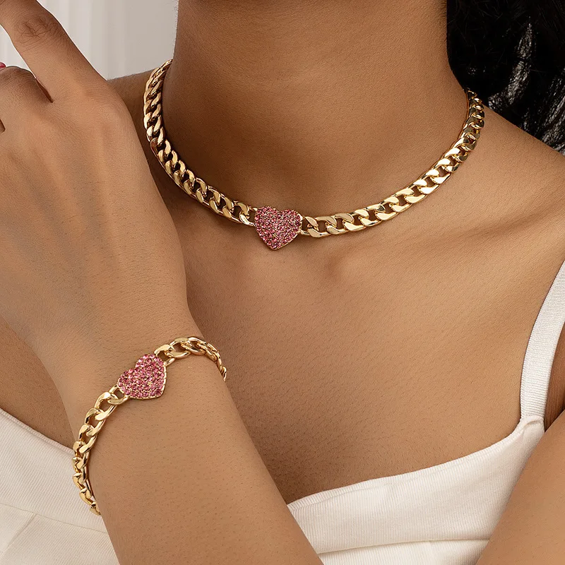 

Cynlo Jewelry Light luxury personality 24k love necklace for women fashion AU999 clavicle chain for women bracelet for girlfrien