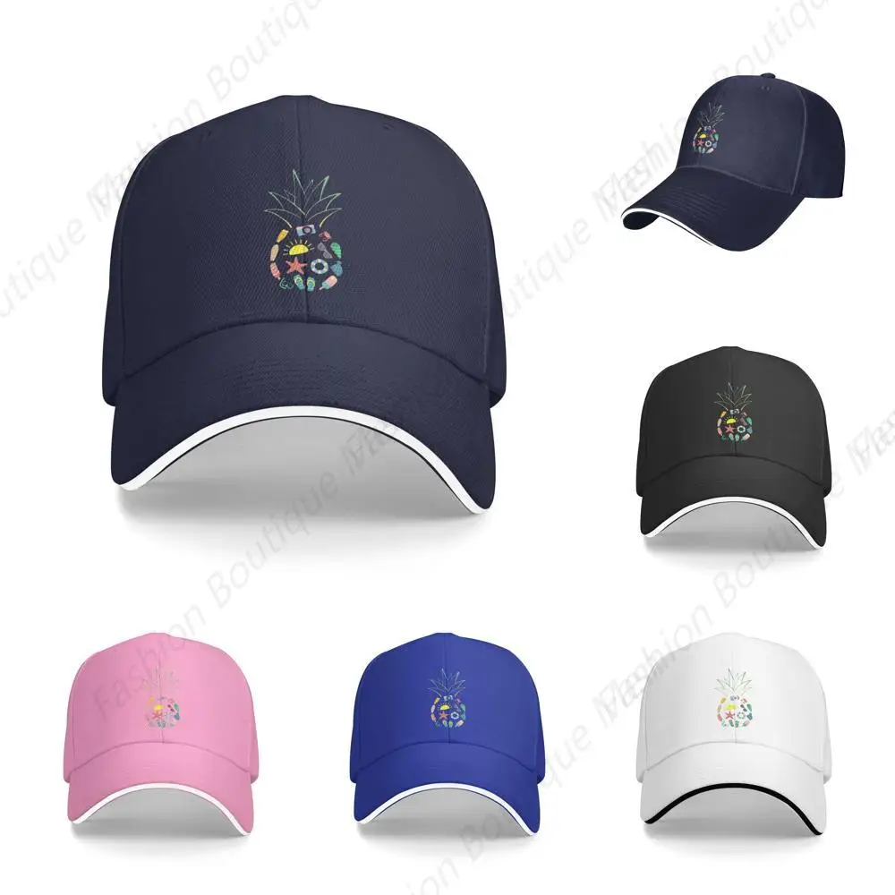 

Casual Retro Pineapple Beach Summer Classic Printing Sunscreen Cowboy Hat Peaked Caps Sandwich Caps Trucker Hat Men Women