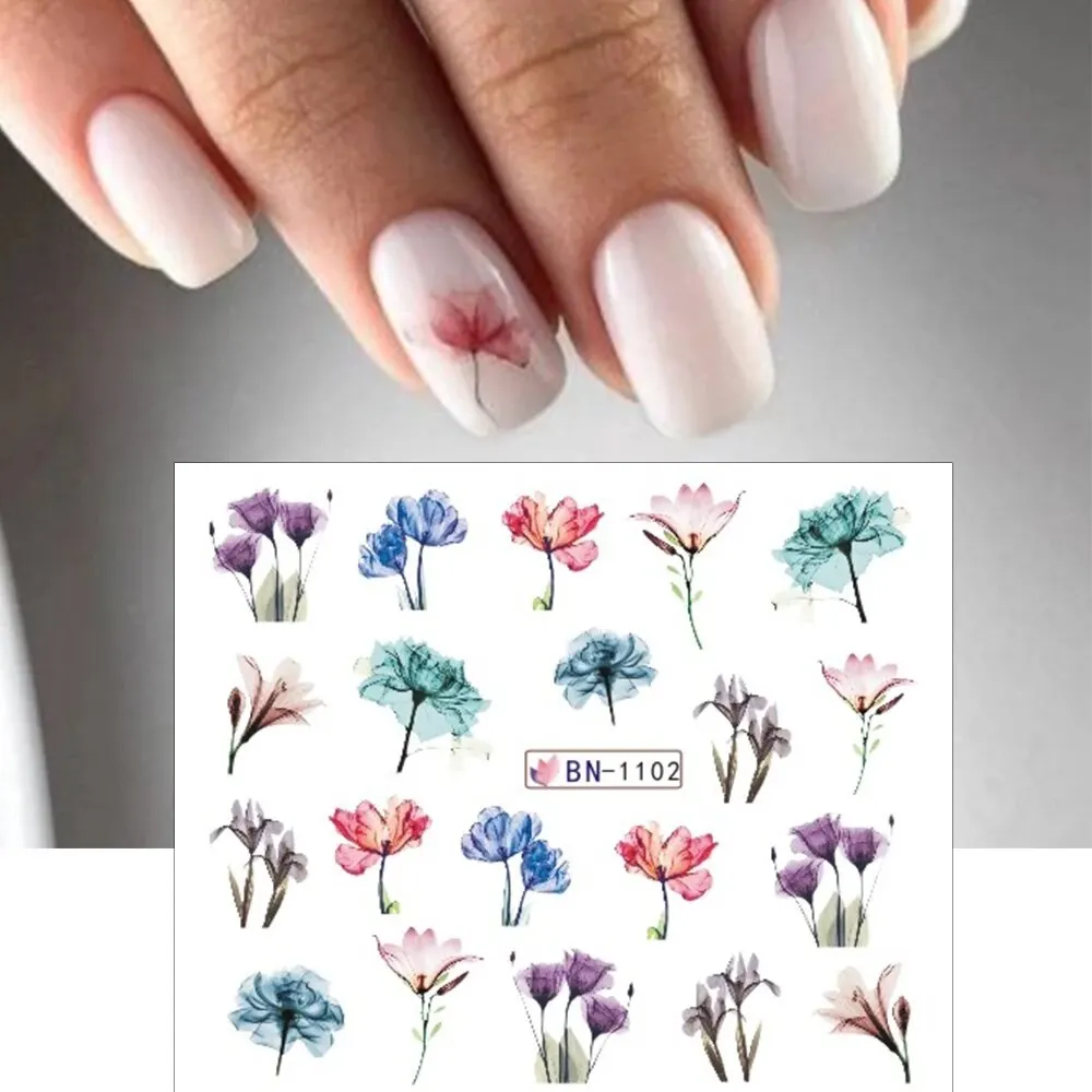 1Pc Spring 3D Nail Sticker And Water Decal Flower Leaf Cherry Blossoms Simple Floral DIY Slider For Manicuring Decorations Tips