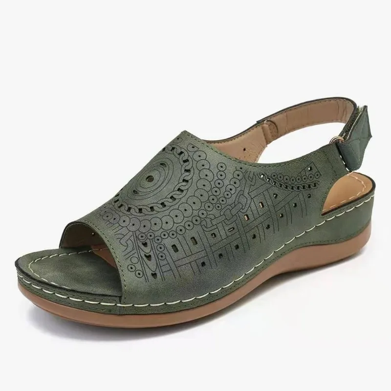 Sandalias de boca de pez de cuña de talla grande para mujer, zapatos anchos de suela suave, antideslizantes, resistentes al desgaste, novedad de verano