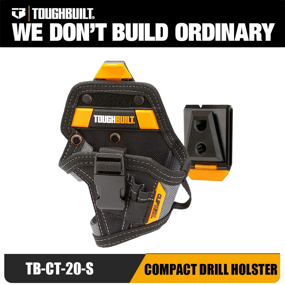 1pc Toughbuilt Compact Drill Holster, with ClipTech Hub, Drill-bit Pockets TB-CT-20-S