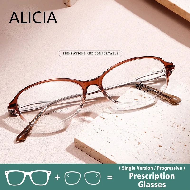

ALICIA New Women's Myopia Hyperopia Progressive Optical Prescription Glasses Fashion Ellipse Ultra light TR90 Eyewear Luxury