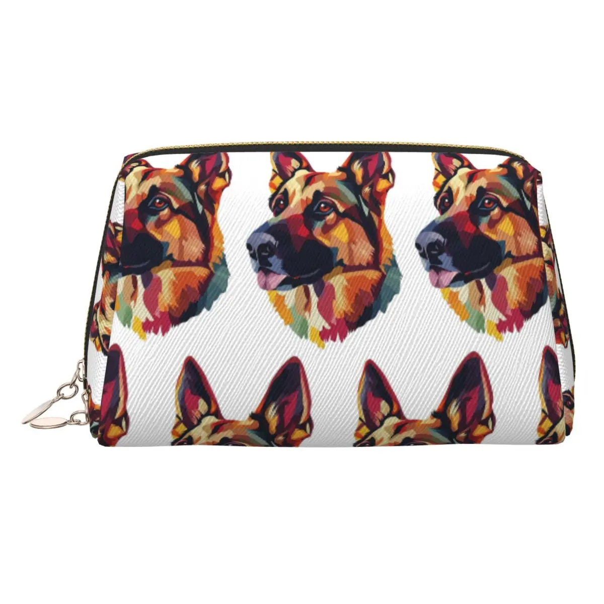 

German Shepherd Dog Portrait Women Cosmetic Bag Travel Makeup Organizer Pouch Toiletry Storage Dopp Kit Box