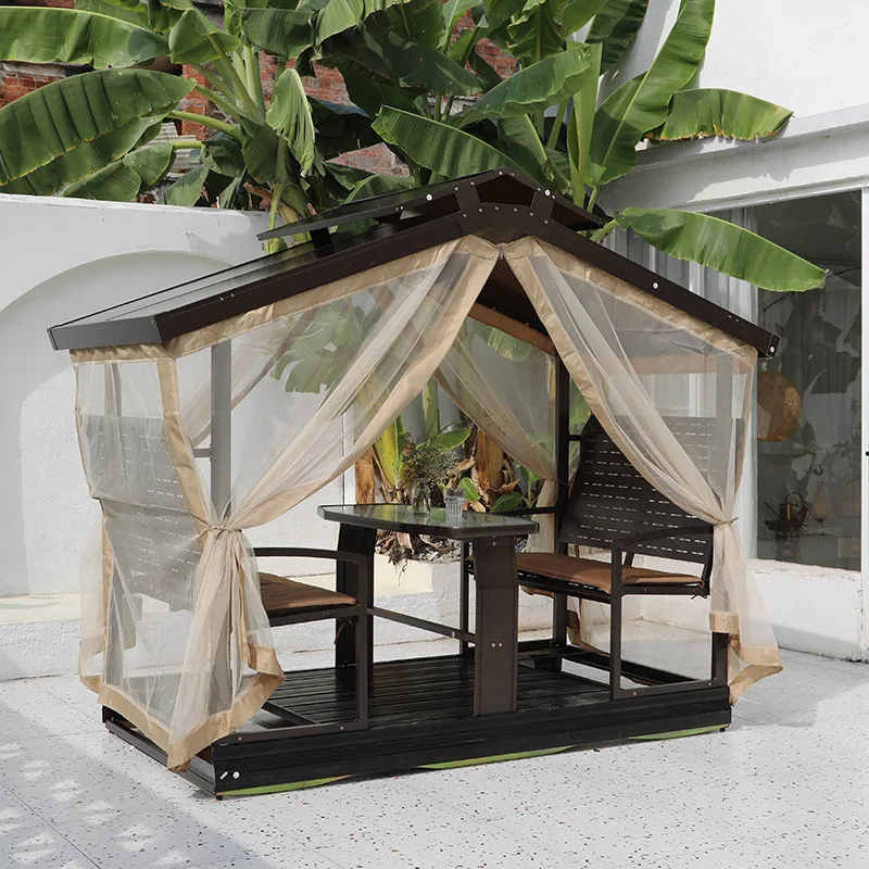 Outdoor swing rocking chair balcony aluminum alloy outdoor hanging chair villa garden four power rocking chair courtyard swing