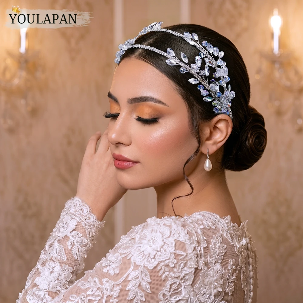 YouLaPan Luxury Crystal Double-layer Bride Headband Bling Rhinestone Wedding Headpieces Banquet Party Hair Accessories HP690