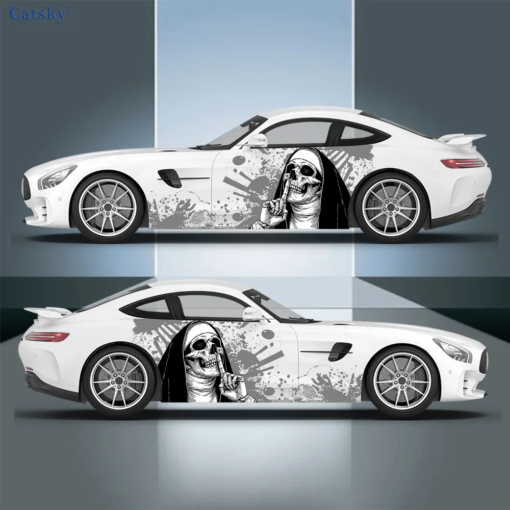 

Colorful Skeleton Nun Car Side Sticker Decoration, PVC Waterproof Scratch Resistant Decal, Car Protection, Auto Accessories Gift