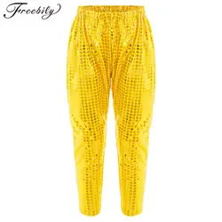 Kids Boys Girls Hip Hop Jazz Dance Costumes Shiny Sequins Radish Harem Pants Sweatpants Performance Street Dancewear