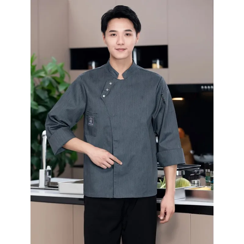 Ropa de Cocina para Restaurantes, Chaqueta de Cocinero, Uniforme de Panadero, Overol de Camarero, Uniforme de Chef para Catering, Chaqueta de Chef de Manga Larga para Personas Altas