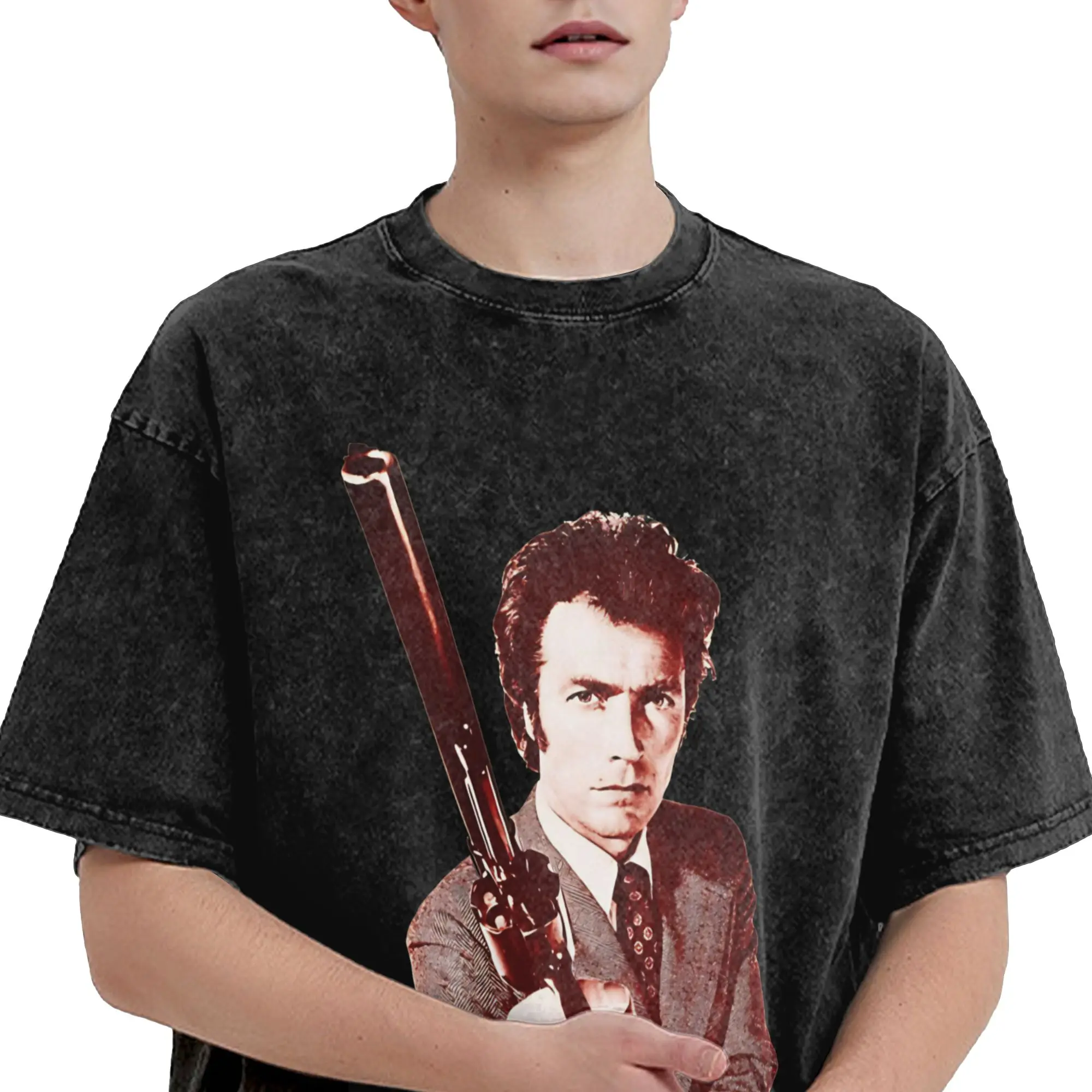 Dirty Harry Clint Eastwood T Shirt Hip Hop Washed Short Sleeve Harajuku T-Shirts  Cool Men Women Streetwear Summer Tops Tees
