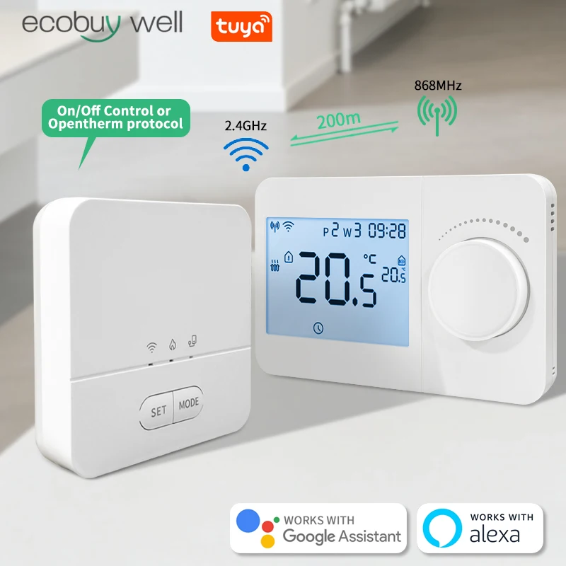 Tuya Smart Home Opentherm WiFi Thermostat Wireless Gas Boiler Water Heating Room Temperature Remote Controller With Aexa Google