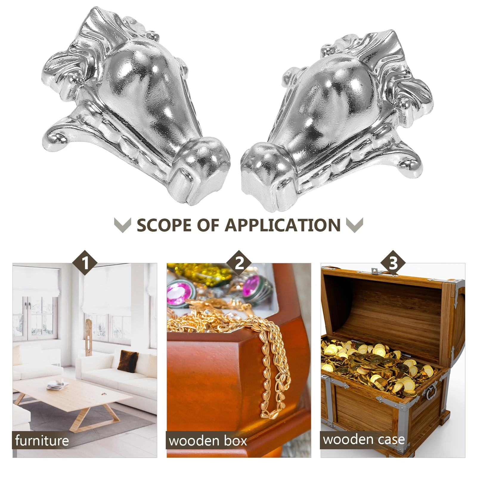 

4 Pcs Round Head Silver Feet Decorative Zinc Alloy Jewelry Box Corner Protector Furniture Metal Storage Case Leg Guards