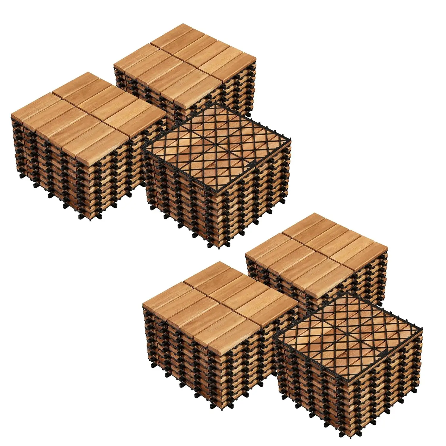 54pcs Acacia Wood,Interlocking Deck Tiles with Non-Slip Surface,Easy Snap Waterproof Flooring Tiles for Indoor Outdoor