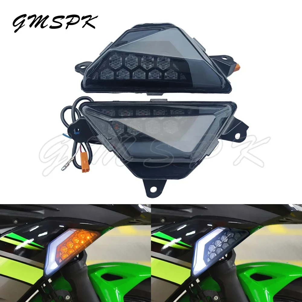 

Motorcycle LED Front Turn Signal Indicator Light Lamp Flasher Fit for KAWASAKI NINJA 250 300 400 650 1000 ZX-6R ZX6R