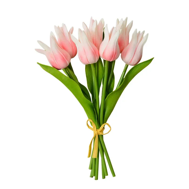 

Pack of 7 Sticks of PU Hand-feel Tulip Artificial Flowers Bridal Bouquet Wedding Decoration Bouquet Christmas Party Home Decor