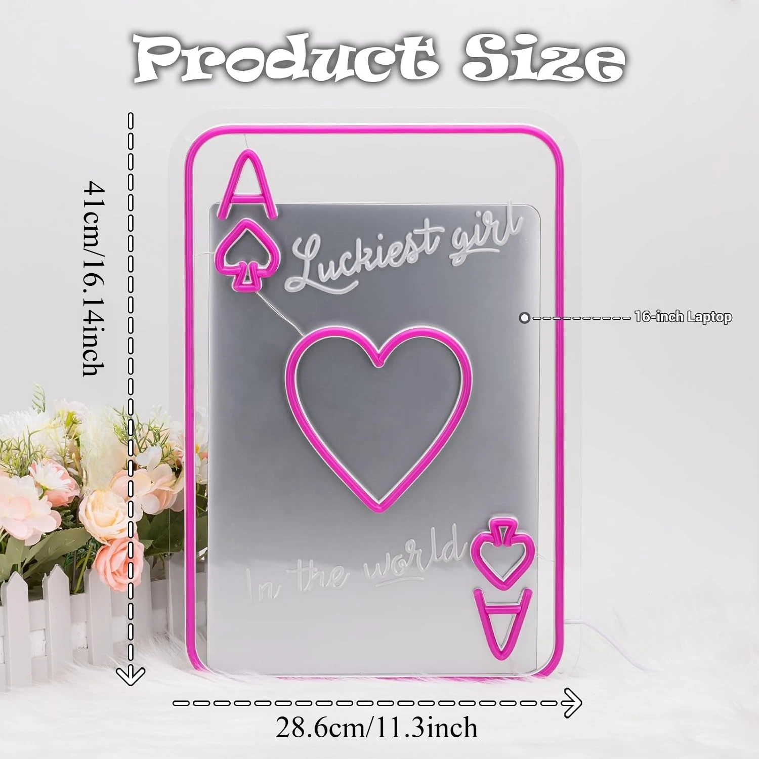 Luckiest Girl In The World Ace Spade Poker LED Neon Sign USB Powered Neon Light Decor for Bedroom Dorm Bar Party Wall Art Lamp