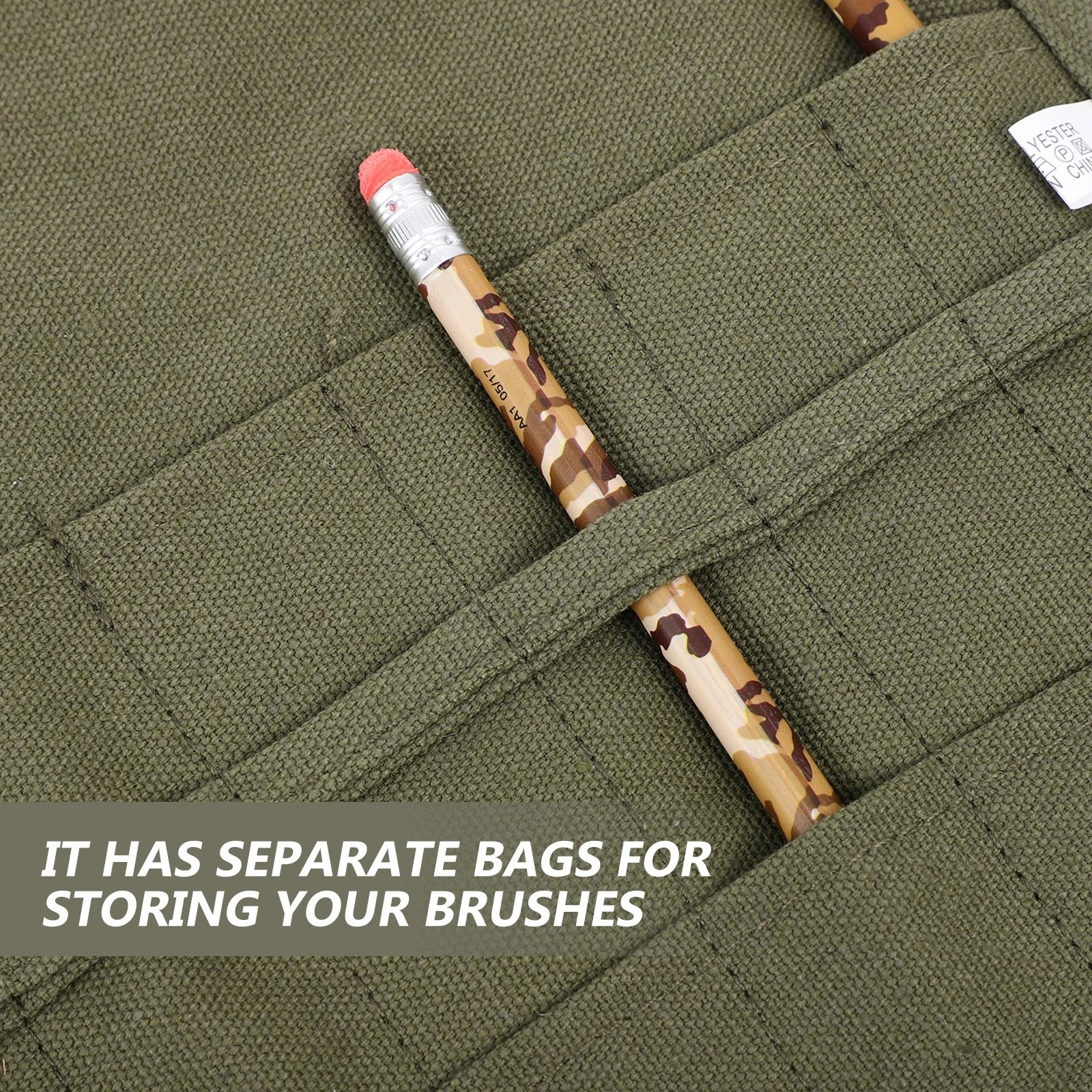 

Portable Canvas Pencil Case Green Storage Brush Roll Large Capacity Desk ganizer Stationery Supply Household Pen Accessory