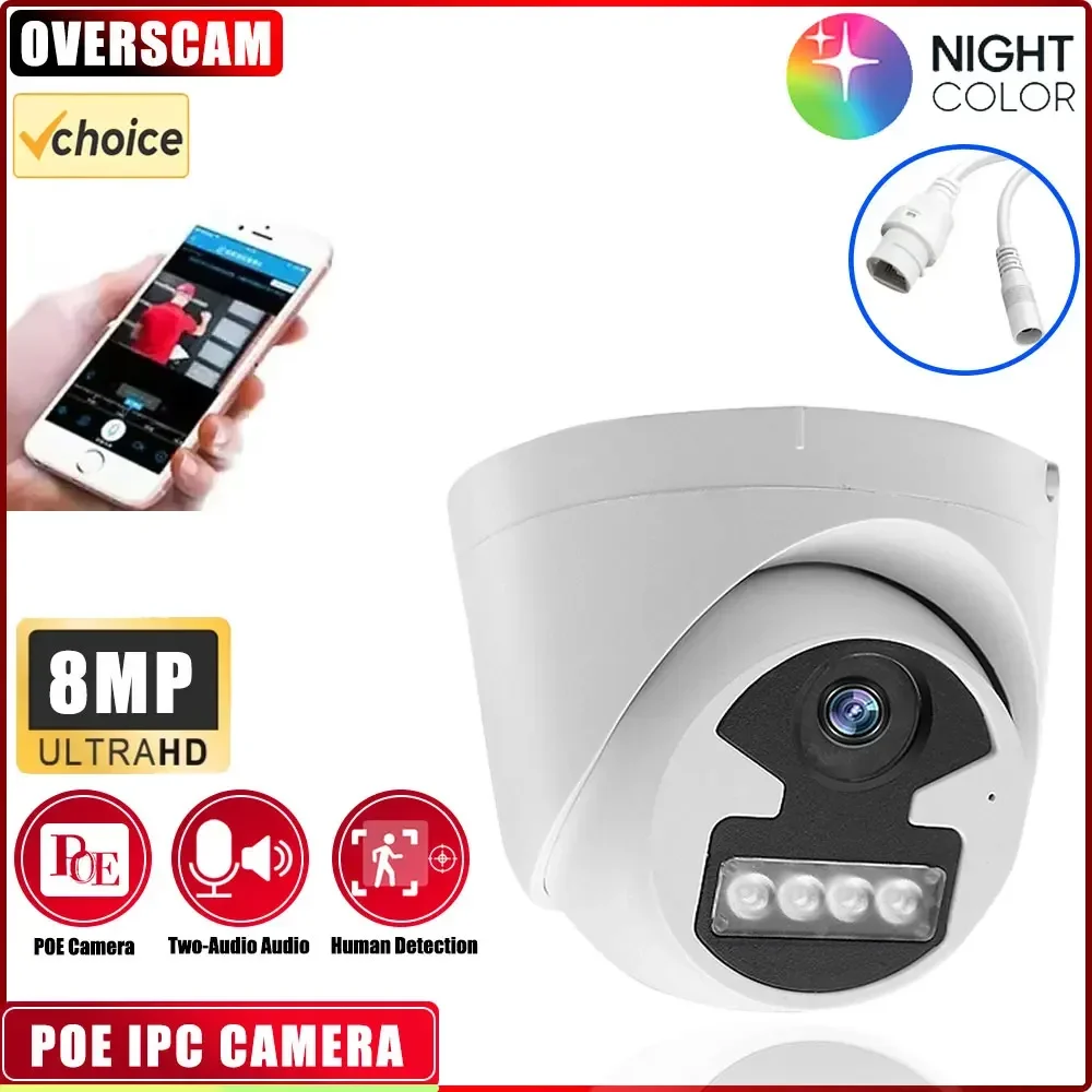 

4K Security Camera Outdoor System IP PoE Dome Surveillance Camera 8MP Color Night Vision Two-Way Audio CCTV Camera For 10CH NVR
