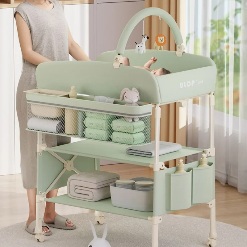 Multifunctional Folding Changing Table for Baby,Nursing Table, Baby Diaper Change Massage Bath Touch Diaper Tables, Movable Crib