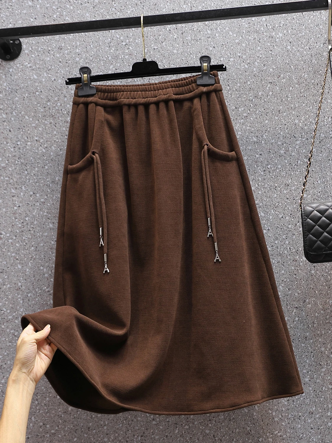 

Winter Faion plus Size High Waist Slimming Knitted Skirt Women's Flared A-Line Skirts Conceal Meat Ele Sle