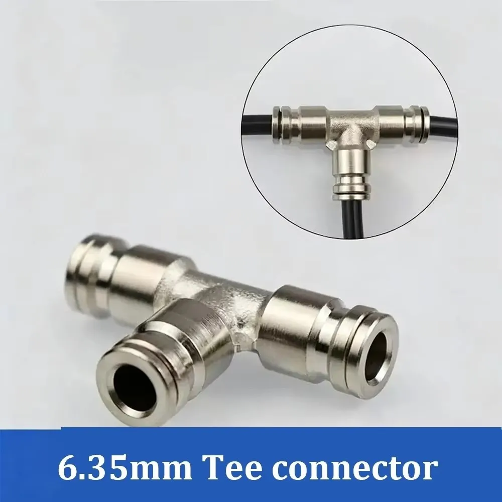 OD 6.35mm Tube 1/4” Pipe Slip Lock Connector Push-to-Connect Straight Connector Tube Connector Fitting Tee Connector