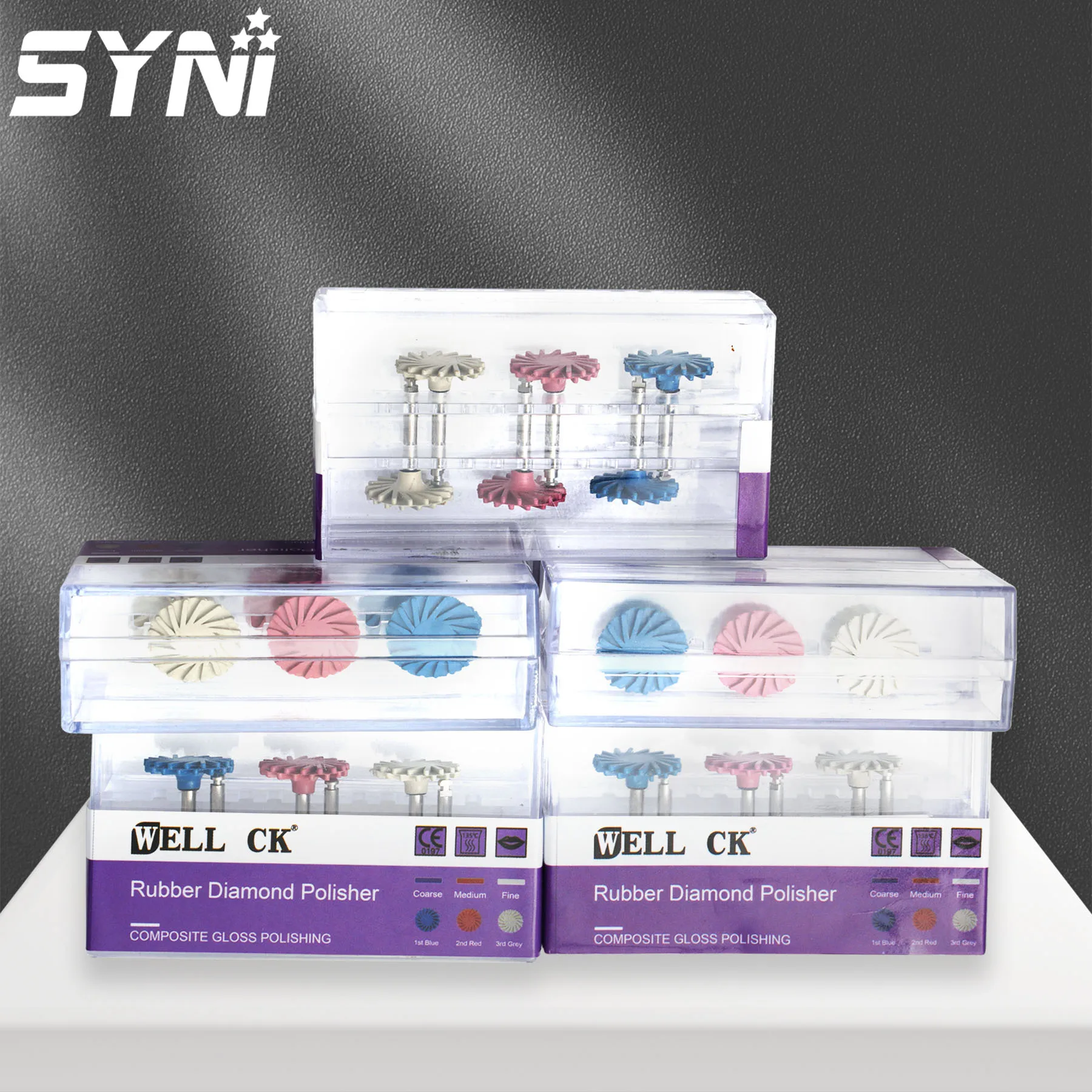 5boxes=30Pcs/Set Dental Rubber Polisher Composite Resin Diamond System RA Polishing Disc Wheel Kit 14mm Spiral Flex Tools