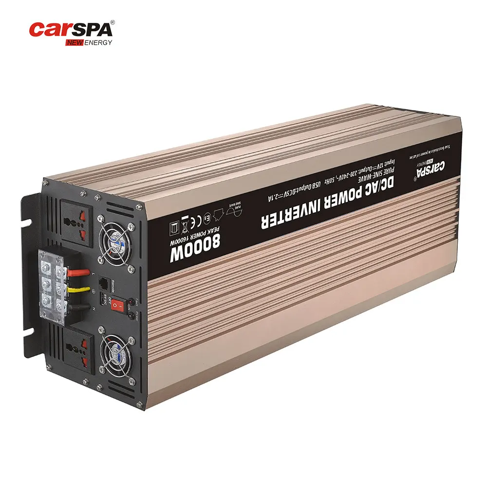 Power Inverter Outdoor Camping 24v 48v 96v Dc to 110v 120v 220v Ac 8kw Single Load CARSPA 8000W Puer Sine Wave Inverter 16000W