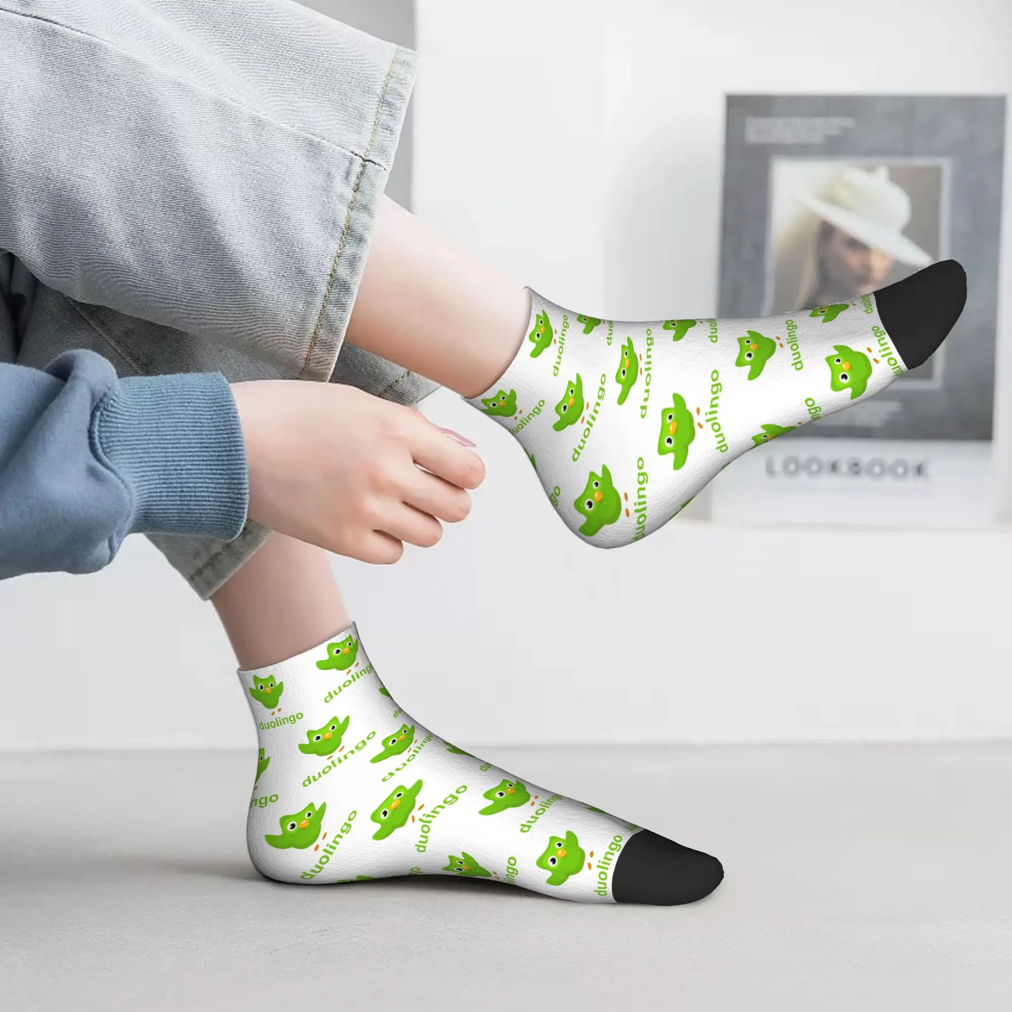 

Duolingo Owl Duo Socks Harajuku Sweat Absorbing Stockings All Season Socks Accessories for Man's Woman's Christmas Gifts
