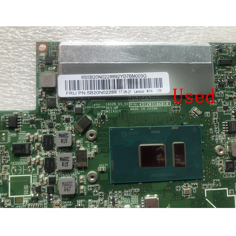 Used for Lenovo Ideapad Miix 510-12IKB Tablet Laptop Motherboard  With CPU I5-7200 4G FRU 5B20N02288