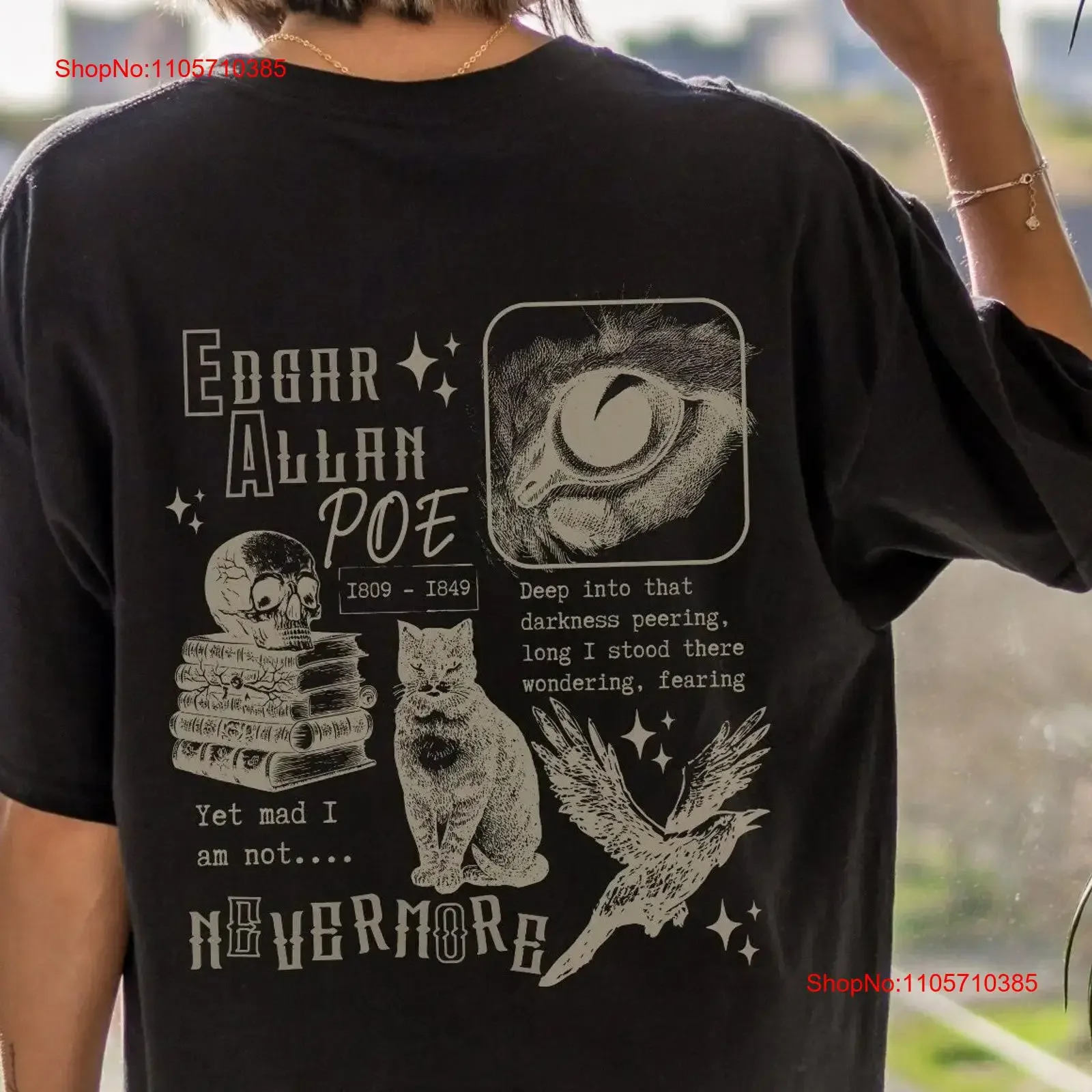 Edgar Allan Poe Nevermore Gothic Clothes Dark Academia T Shirt Memento Mori Top Fairy Grunge Clothing Light Goth Poet vintage