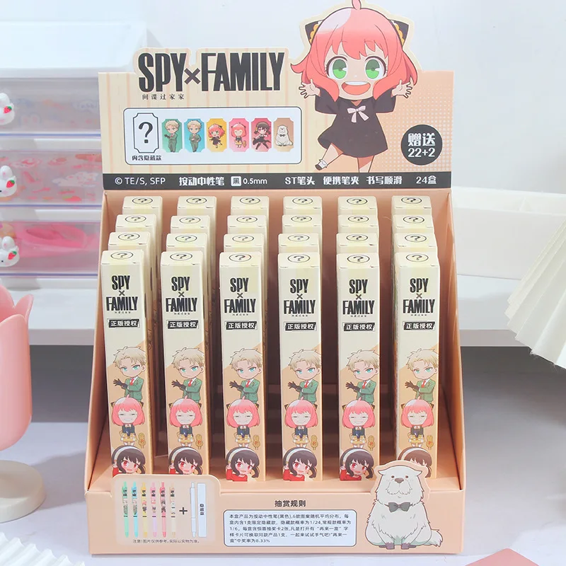 24 Pcs Cartoon Anime Spy×family Gel Pens Exquisite Independent Boxed Student Supplies Stationery Wholesale