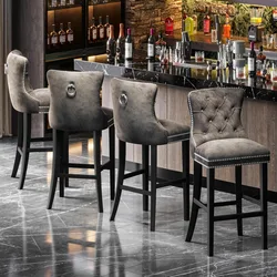 Bars Stools,Stools Set Of 4, Velvet Tufted Bar Stools With Back And Footrest,27.2''H,bar Stools For Kitchen