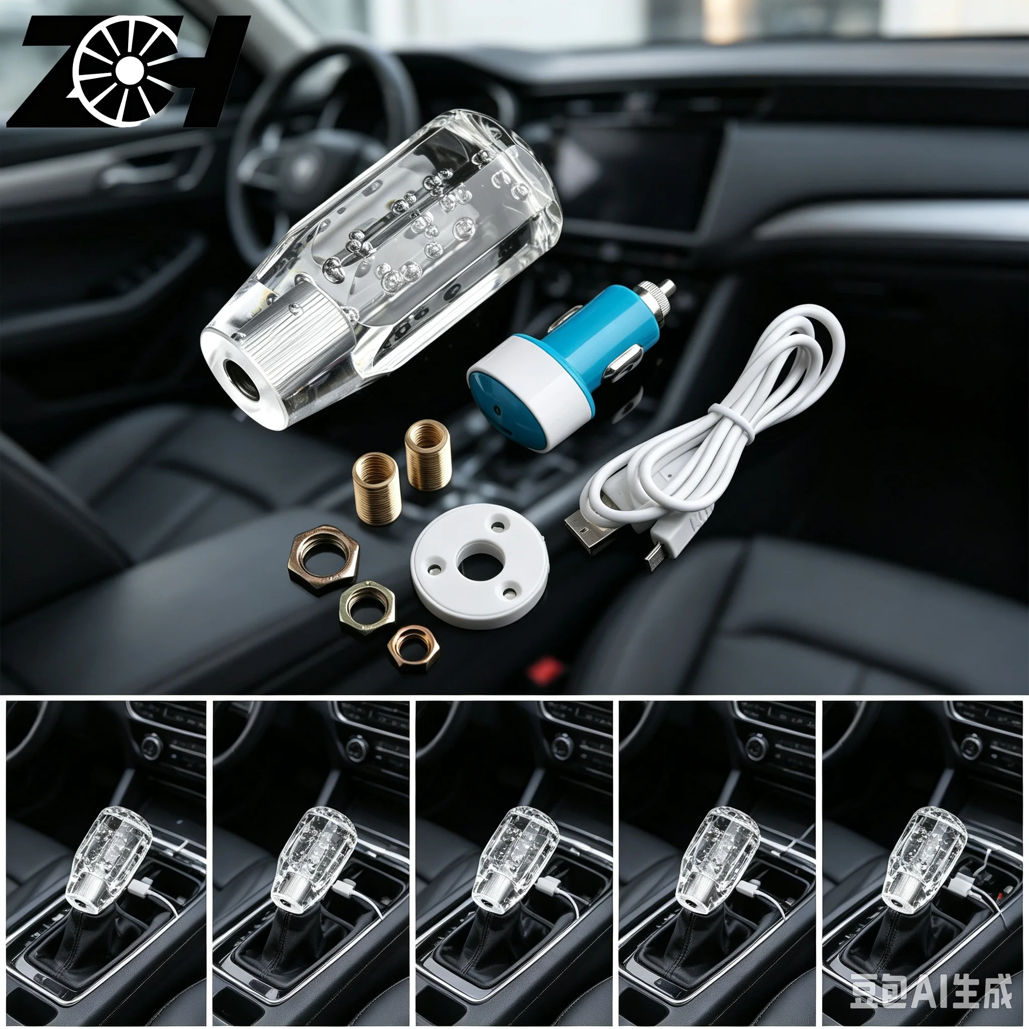 10cm Car Crystal Resin Gear Shift Knob Bubble Auto Manual Stick Shifter Lever Fit For Honda Toyota Nissan Mitsubishi Ford