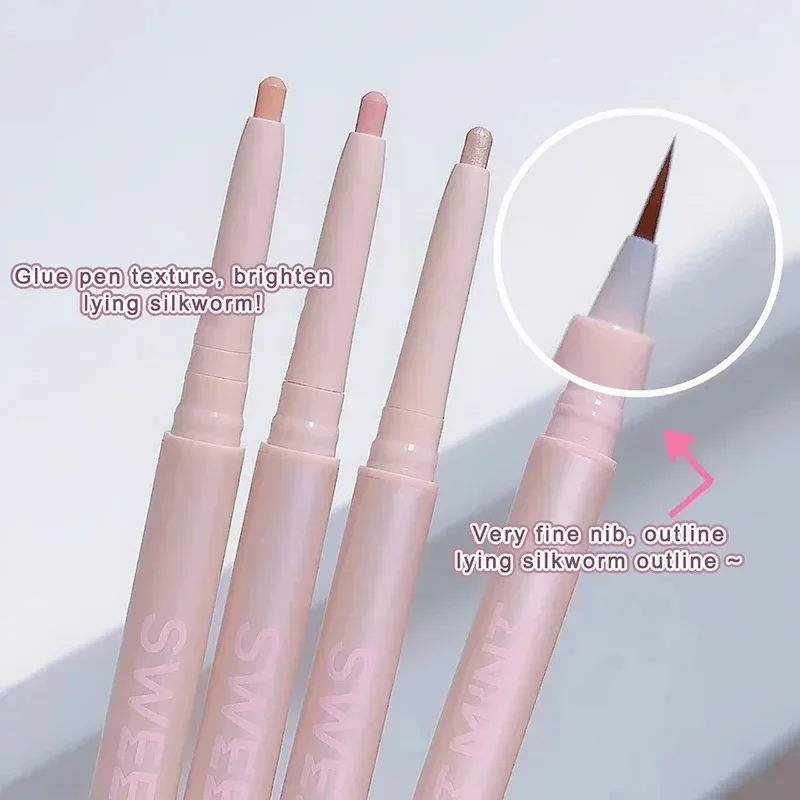 Double-end อายไลเนอร์โกหก Silkworm ปากกา 2-in-1 Quick DRY Eye Liner ดินสอ Matte Glitter สีน้ําตาล Highlighter Stick แต่งหน้าเครื่องสําอาง