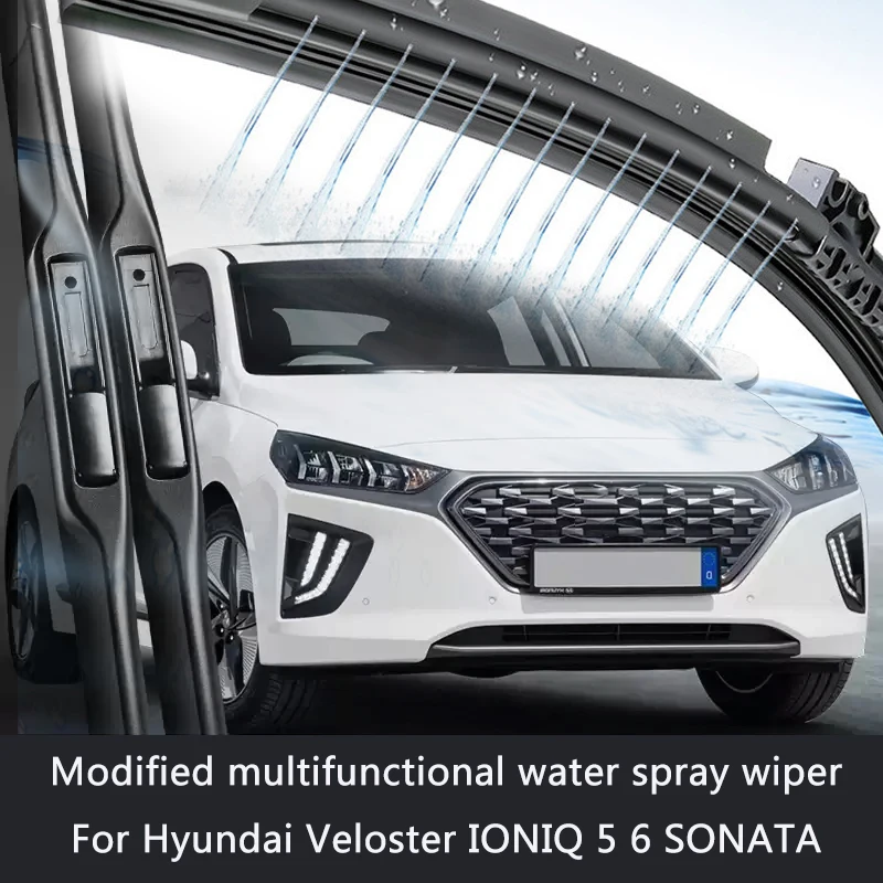 

Car Modify Windshield Water Spray Wiper Blades For Hyundai Veloster IONIQ 5 6 SONATA Auto Wet Arm Cleaning Wiper Accessory