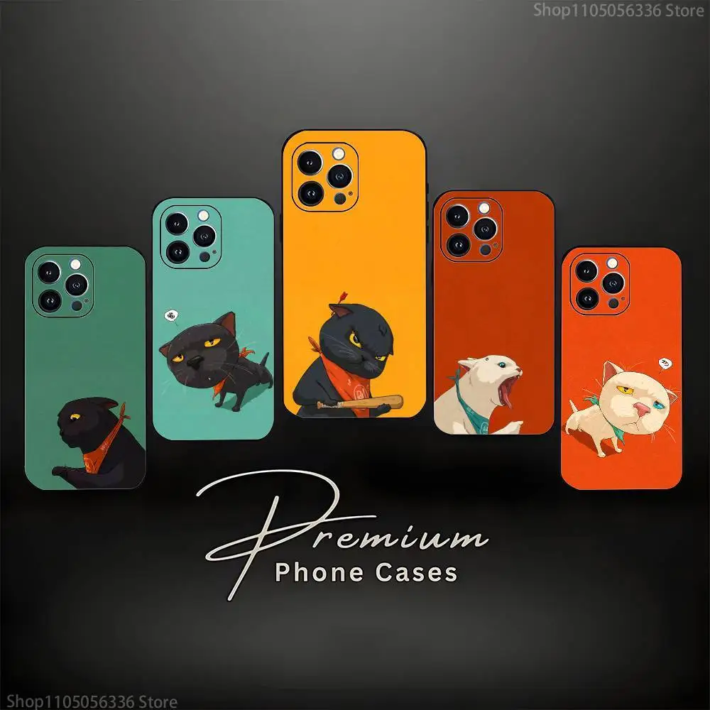 

cats-matching Phone Case For iPhone 17,16,15,14,13,12,11 ,Pro Max,XS,X,XR,SE,Mini,8,7,Soft Silicone Black Cover