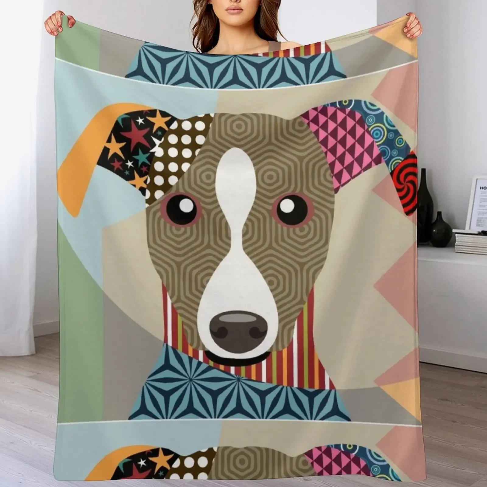 Whippet Throw Blanket Faux Fur Soft Warm Blanket for Bed