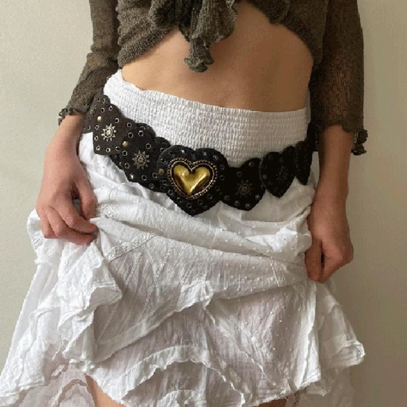 

Heart Designed Buckle Waist Belt Belt for Men Jeans Coat Decors DXAA