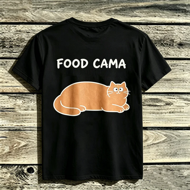 2026 New Funny Orange Cat Meme Food Coma Lazy Cat Graphic Short Sleeve T-Shirt Unisex Cotton Casual Summer Top Cat Lovers