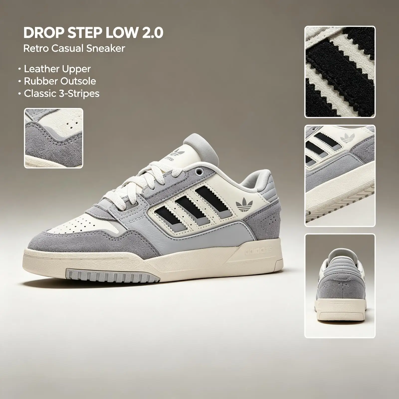 Adidas Genuine DROP STEP LOW 2.0 JQ0063 Clover Sports Low Cut Casual Classic Board Shoes Casual Skate Sneakers