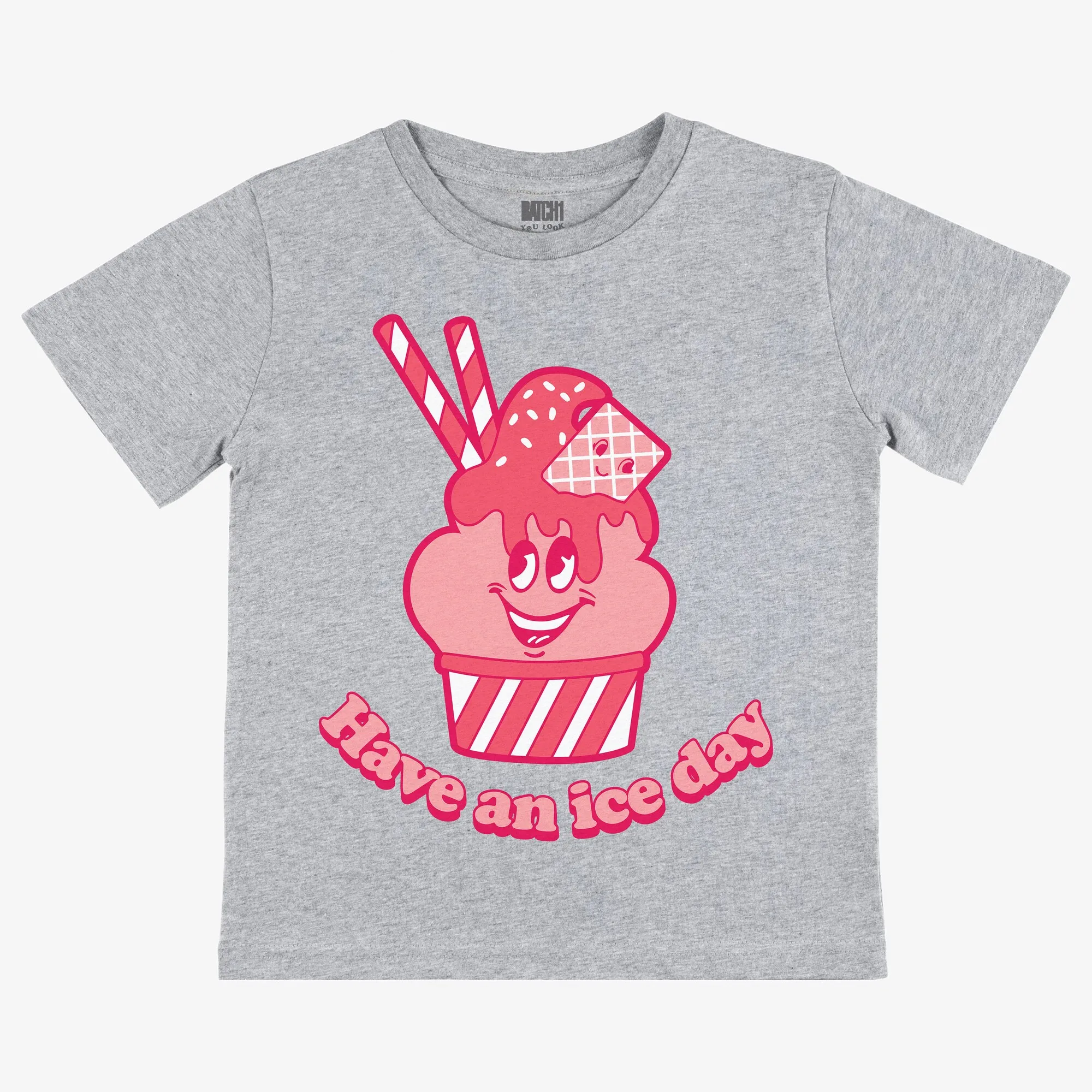 Have An Ice Day Kids’ Ice Cream Slogan T-Shirt in Grey