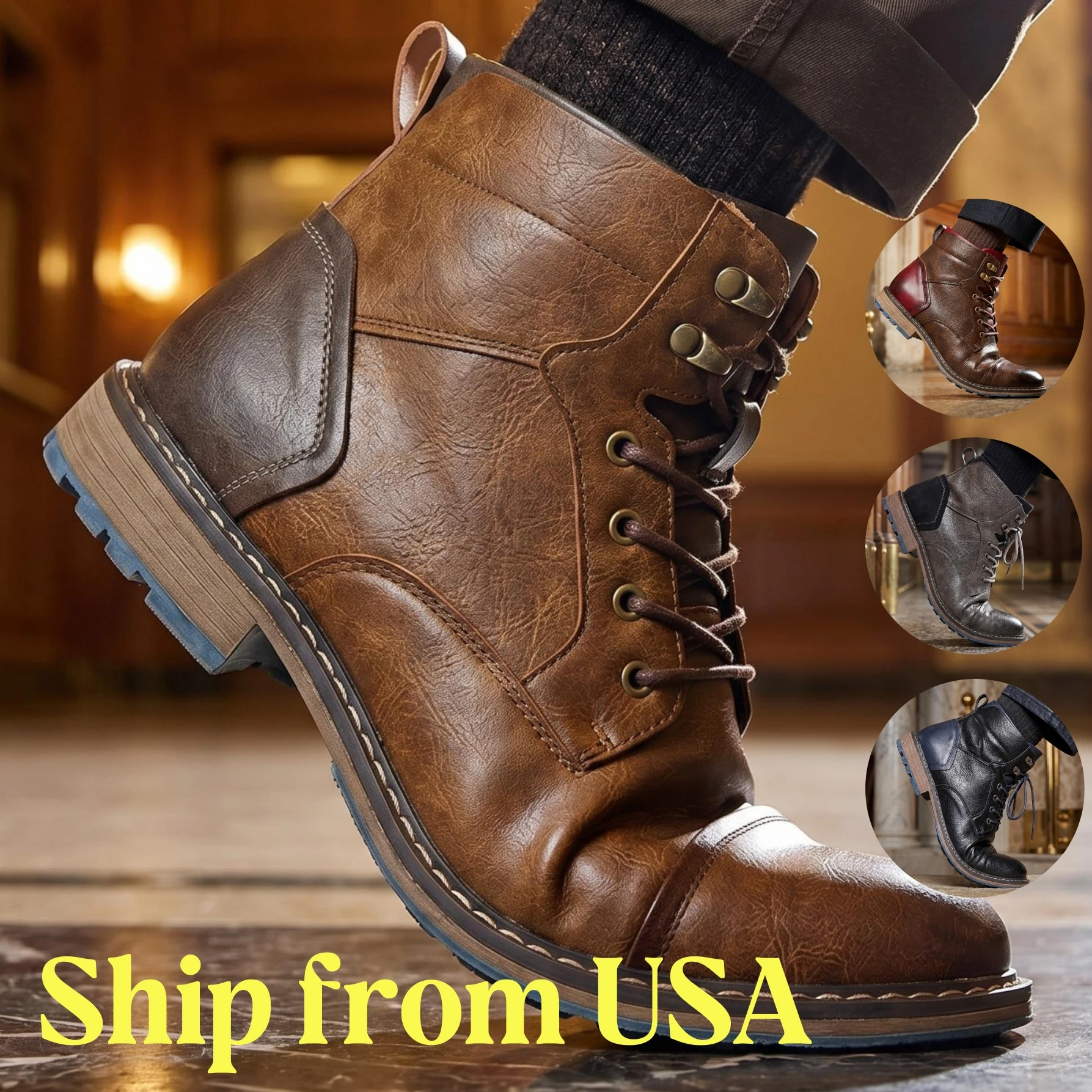 Men Boots Brand 2026 Comfortable Fashion Retro Ankle Boots Leather