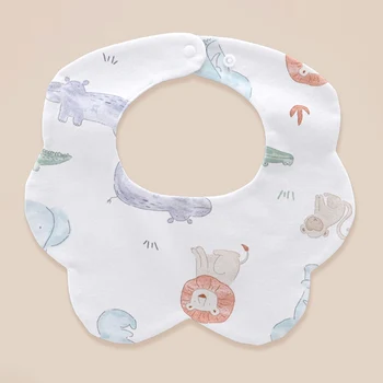 Waterproof Baby Bibs For Teething Drooling Round Neck Cartoon Animal Print Soft Absorbent Baby Feeding Apron Newborn Stuff 