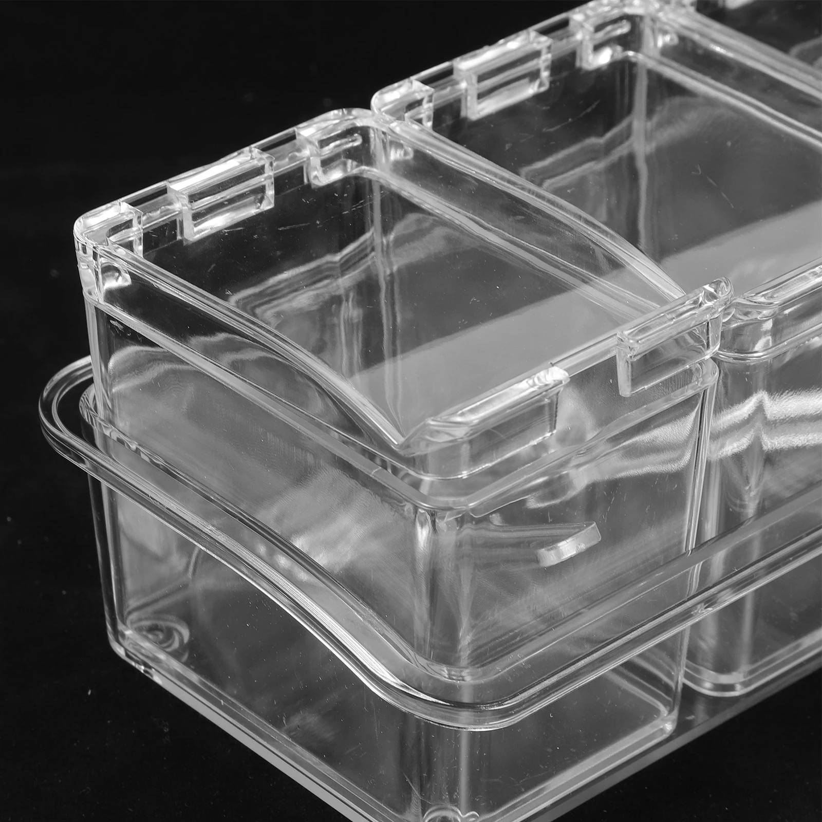 

Seasoning Box 4 Compartments Transparent ABS Condiment Containers Lids Spice ganizer Kitchen Accessories Storage