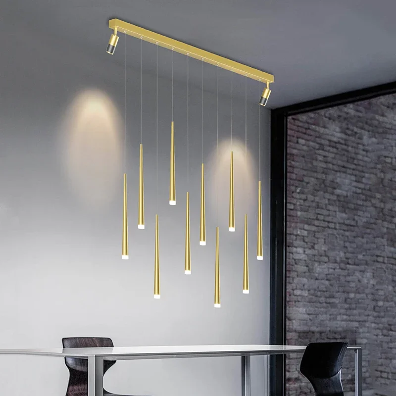 New Simple Long Strip With Spotlight Pendant Lamp Modern Chandeliers For Living Dining Room Bedroom Hall Indoor Lighting Fixture