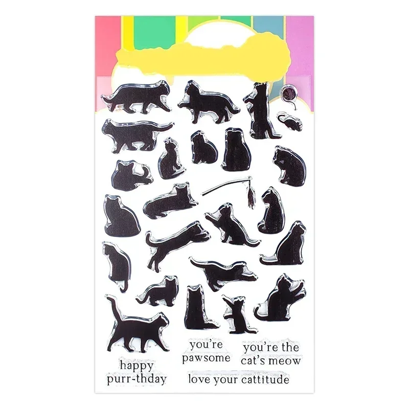 2023 November New Cattitude Sentiments Words Clear Stamps Sets and Metal Cutting Dies Cat Scrapbooking For Greeting Card Making